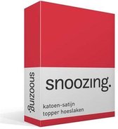 Snoozing - Katoen-satijn - Topper - Hoeslaken - Lits-jumeaux - 200x200 cm - Rood