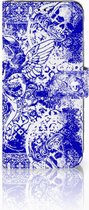 Housse en Cuir Premium Flip Case Portefeuille Etui pour Huawei P20 Lite Portefeuille Skull Blue Angel