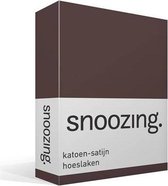 Snoozing - Katoen-satijn - Hoeslaken - Tweepersoons - 120x220 cm - Bruin