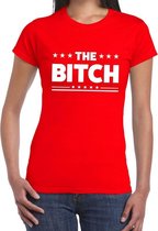 Rood fun tekst t-shirt - The Bitch - voor dames XS