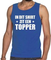 In dit shirt zit een Topper tekst tanktop/mouwloos shirt blauw voor heren - heren Toppers shirts XL