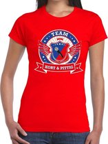 Rood Kort en Pittig team t-shirt / t-shirt rood dames 2XL