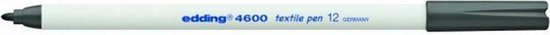 Edding 4600 textiel pen, grijze dop, witte stift met blauwe tekst. Gemaakt in Duitsland.