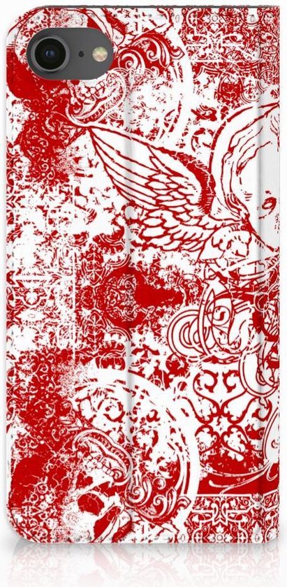 Flip Cover iPhone SE (2020/2022) | 7 | 8 Hoesje Angel Skull Red