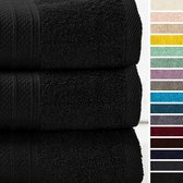 Lumaland - Handdoeken - Set van 3 badhanddoeken - 100% katoen -70 x 140 cm - Zwart