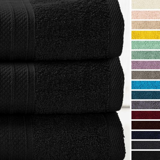 Erfgenaam Tweede leerjaar legering Lumaland - Handdoeken - Set van 3 badhanddoeken - 100% katoen -70 x 140 cm  - Zwart | bol.com