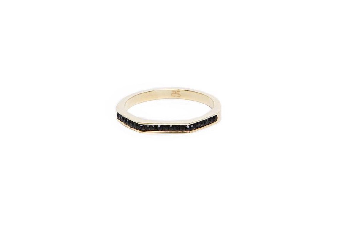 SILIS RING | ROSÉ & BLACK STRASS | THE RING SQUARE