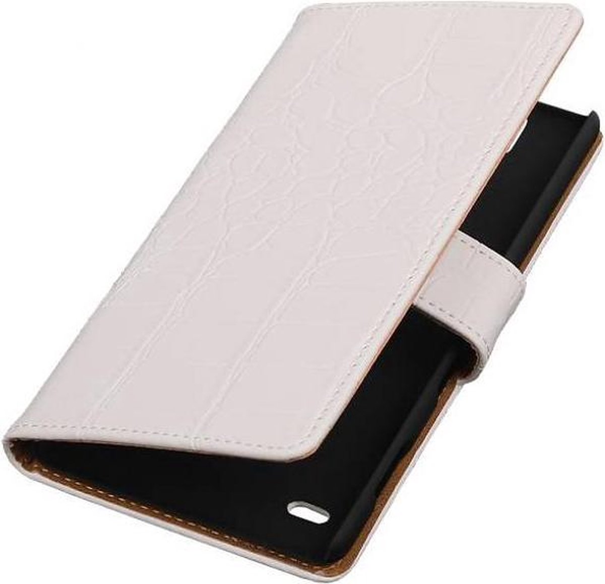 Croco Bookstyle Wallet Case Hoesjes Geschikt voor Sony Xperia C4 Wit