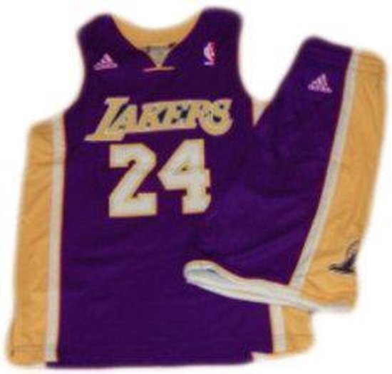 Adidas - Basketbalshirt+Broek - Kinderen - Unisex -Maat 152 - Geel/Paars -  Lakers | bol.com