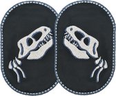 Knielappen (2)  T-rex - 10cm x 6,7cm - blijven VAST zitten wasbeurt na wasbeurt - Dino patches - voor kleine dino fans