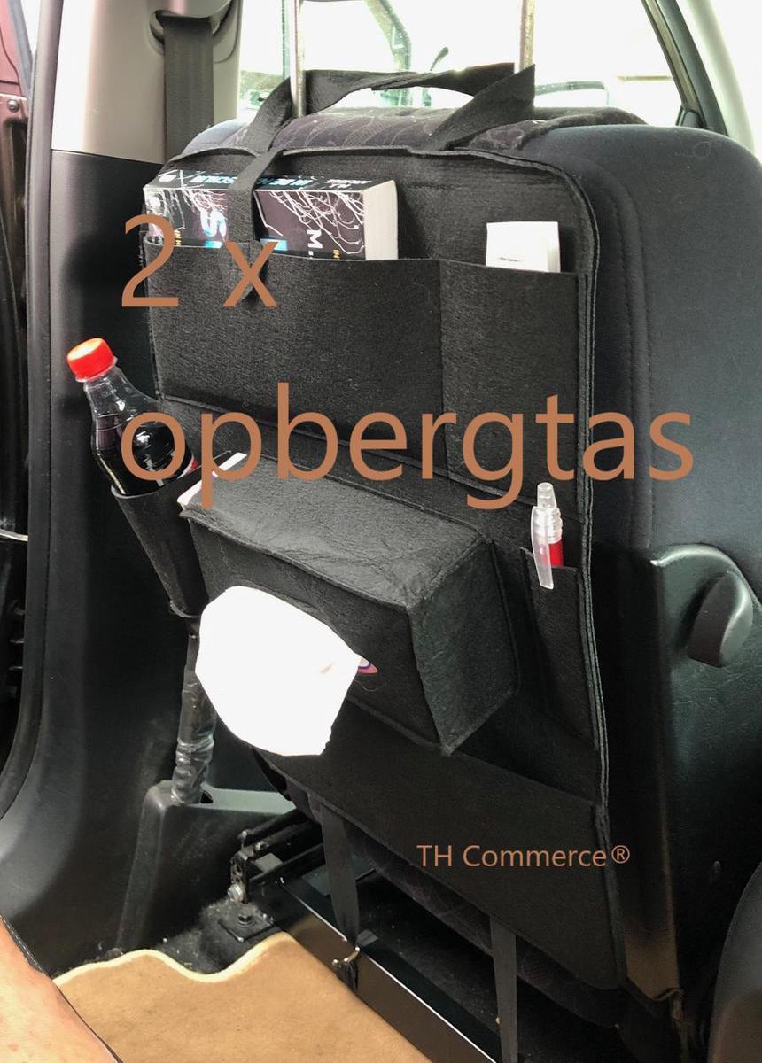 2 stuks kinderen auto stoel organiser – Autostoel opbergzak – met tablet opbergvak en bekerhouder – Auto accessoire voor passagiers – Vilt – zwart nr865
