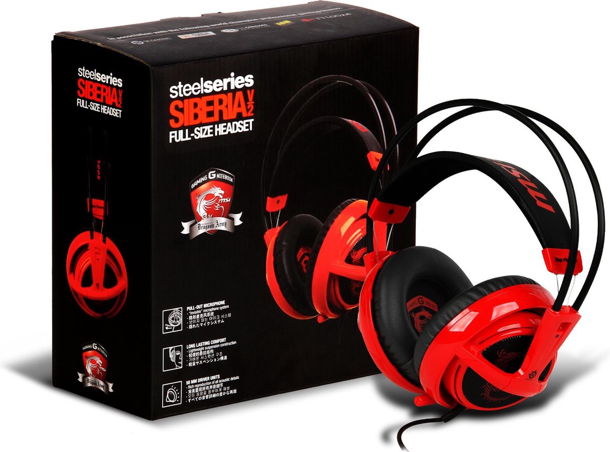 SteelSeries Siberia V2 Headset - MSI Gaming Edition - Dragon Army Edition  (Red) | bol.com