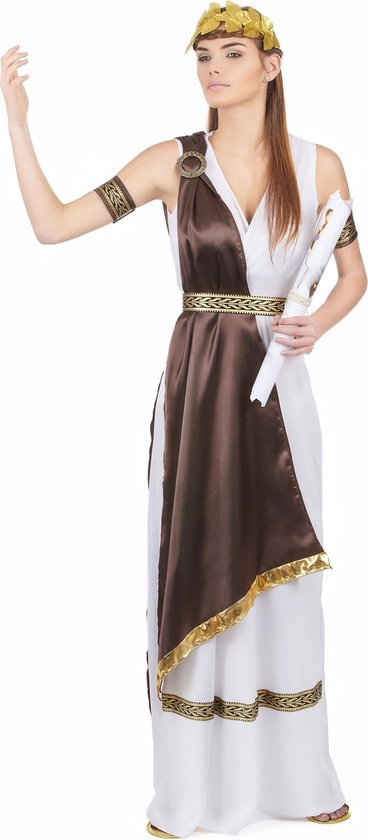 LUCIDA - Wit en bruin Romeins kostuum voor dames - S