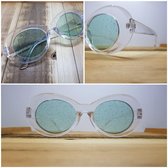 Planga Transparant wit met glitter glazen sixty, seventy, eighties zonnebril.