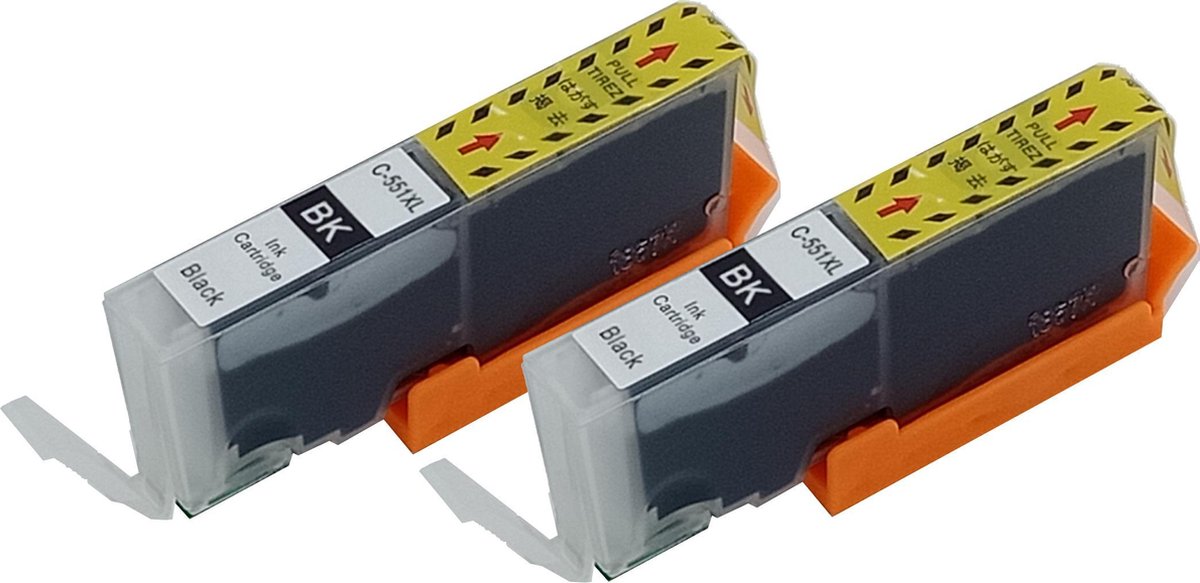 Image of KATRIZ® huismerk inkt voor|Canon CLI-551BK XL |15ml | ( 2stuks) - Met chip