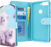 Huawei Y7 2018 hoesje - CaseBoutique - Poezen / Katten print - Kunstleer