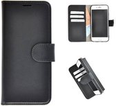 Pearlycase Echt Leer Wallet Bookcase iPhone 8 Plus Hoesje Zwart Leder