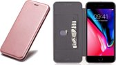Apple iPhone 8 Plus - Lederen Wallet Hoesje Roze / Roségoud met Siliconen Houder - Portemonee Hoesje - Book Case - Flip Cover - Klap - 360 beschermend Telefoonhoesje