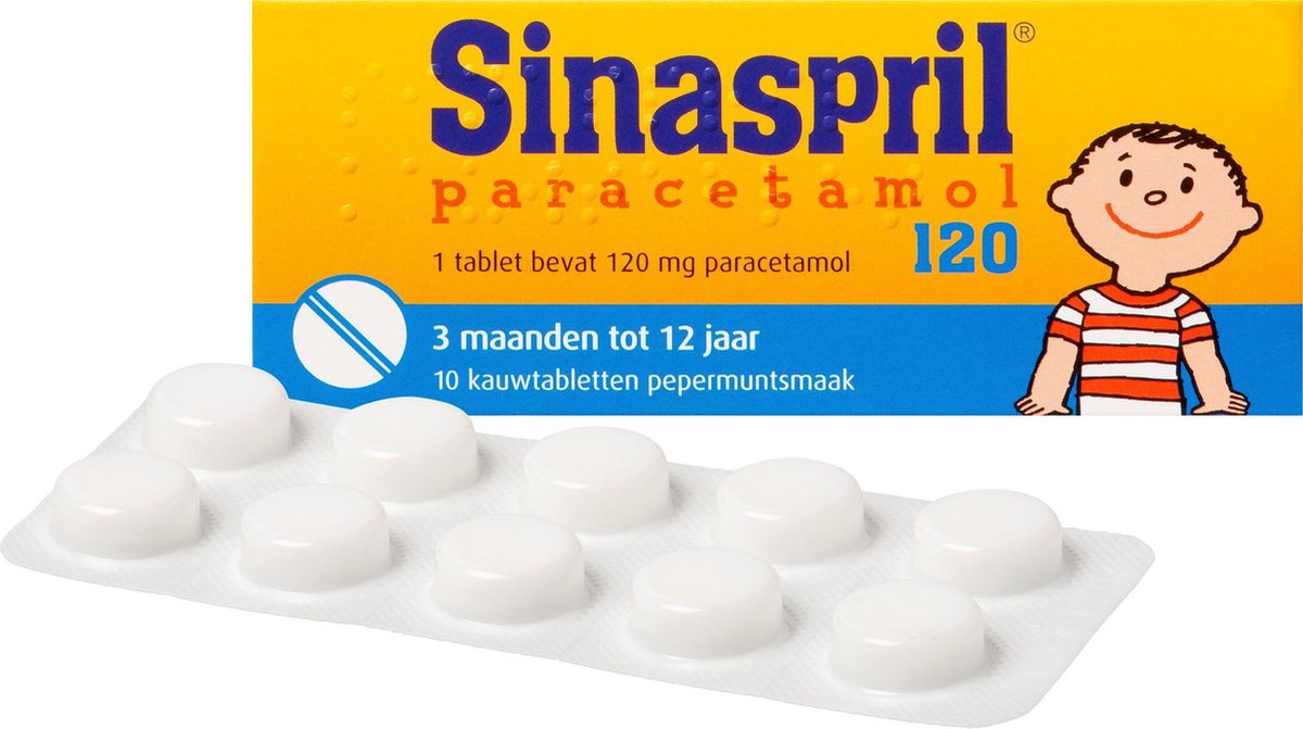 Sinaspril Paracetamol 120mg Pepermuntsmaak Pijnstiller 10