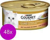 Gourmet Gold Fijne Hap 85 g - Kattenvoer - 48 x Kalkoen&Eend