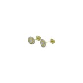 Silventi 121101600 14 Karaat Gouden oorstekers - zirkonia entourage 1 mm - lengte 3 mm - geelgoudkleurig