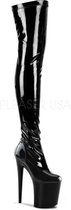 Pleaser Plateau Overknee Laarzen -36 Shoes- FLAMINGO-3000 Paaldans schoenen Zwart