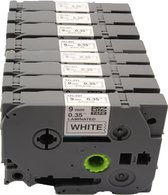 KATRIZ® huismerk label tape voor Brother TZe-221| GL-100/PT-1100CH/PT-1700/PT-H100/PT-D200 | Zwart op Wit | 9mm*8m |8 stuks