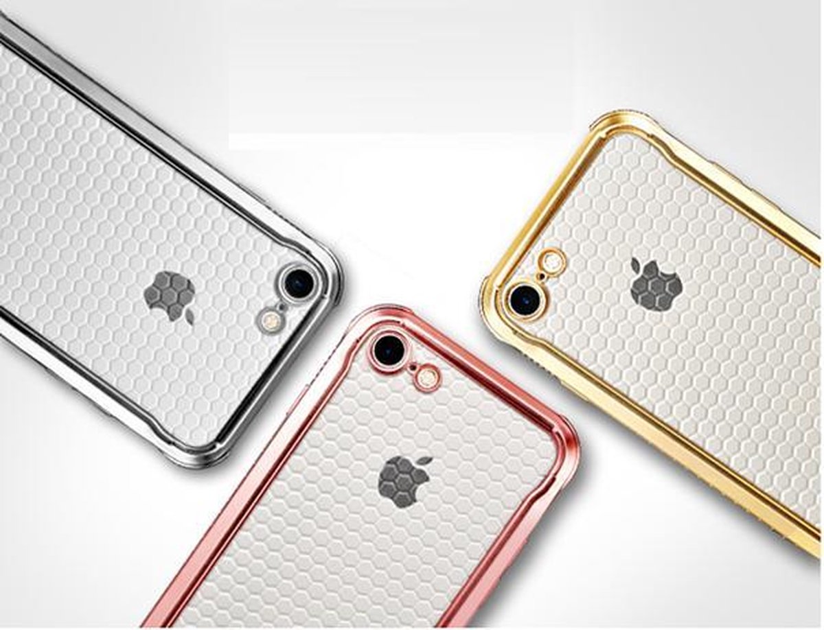 King Kong Hoesje voor Apple iPhone 6/6S - TPU - Anti Shock - Transparant met Zilveren Rand