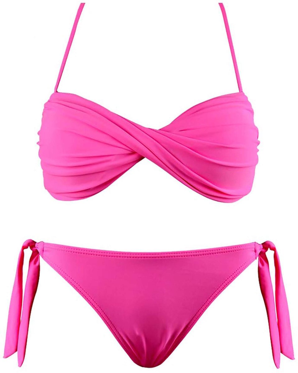 Klik Whitney Botsing Neon roze Bandeau Bikini - XL Extra large | bol.com