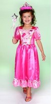 Luxe prinses jurk roze lang 5-7 jaar (110-116)