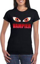 Halloween Halloween vampier ogen t-shirt zwart dames - Halloween kostuum XS