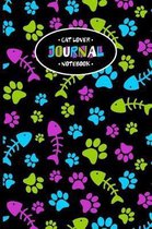 Cat Paw Prints and Fish Bones Cat Lover Journal & Notebook