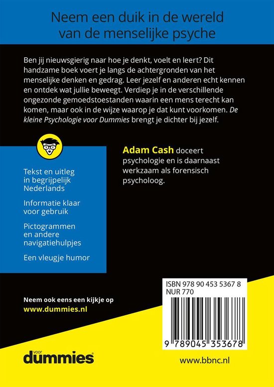 Voor Dummies - De kleine psychologie voor Dummies, Adam Cash |  9789045353678 | Boeken | bol.com