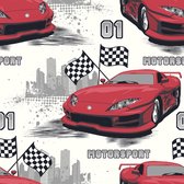 Dutch Wallcoverings Behang raceauto's - wit/rood
