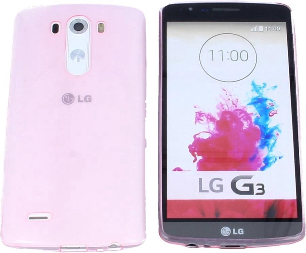 LG G3 D855, 0.35mm Ultra Thin Matte Soft Back Skin case Transparant Roze Pink