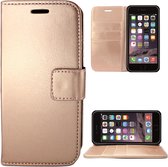 Hoesje geschikt voor Apple iPhone 6/6s Plus - Lederen Bookcase met Siliconen TPU Telefoonhouder - Rose Goud - van iCall