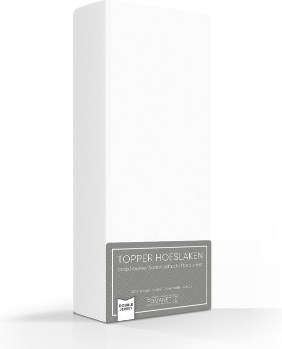 Comfortabele Dubbel Jersey Topper Hoeslaken Wit | 140x220| Heerlijk Zacht | Extra Dikke Kwaliteit