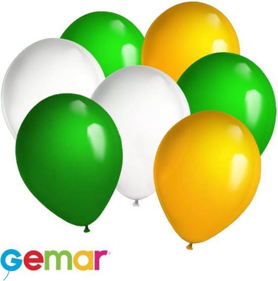 30x Ballonnen Groen, Wit en Oranje (Ook geschikt voor Helium)