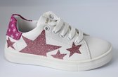 Balducci meisjes tennisschoen - wit - roze glitter sterren - maat 25