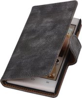 Huawei Ascend G6 4G - Mini Slang Grijs Booktype Wallet Hoesje