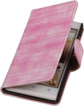 Huawei Ascend G6 4G - Mini Slang Roze Booktype Wallet Hoesje