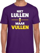 Niet Lullen maar Vullen tekst t-shirt paars heren XL