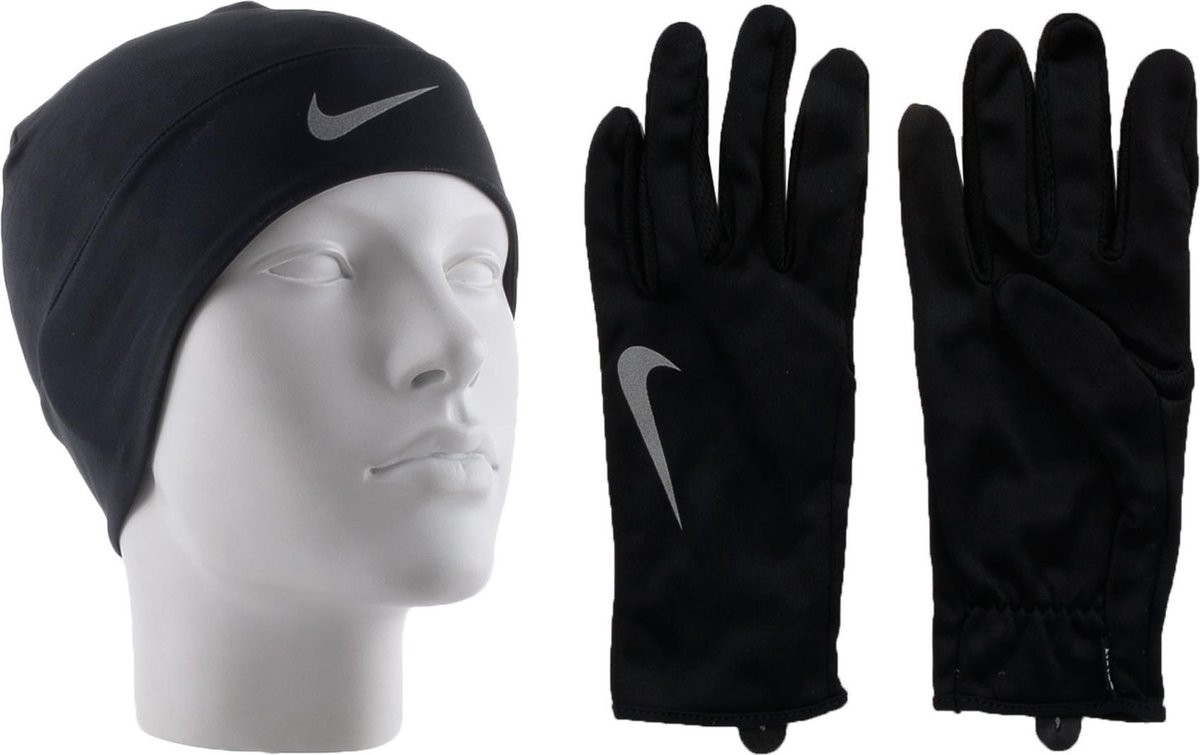 Nike Dri-Fit Hardloop Muts/Handschoenen Set Hardloophandschoenen - Vrouwen zwart/grijs bol.com