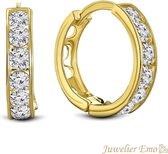 Juwelier Emo - 14 Karaat Gouden Kinderoorbellen meisje met Zirkonia stenen - KIDS - 13 mm