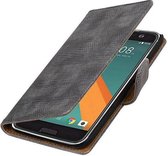 Lizard Bookstyle Wallet Case Hoesje voor HTC 10 Grijs