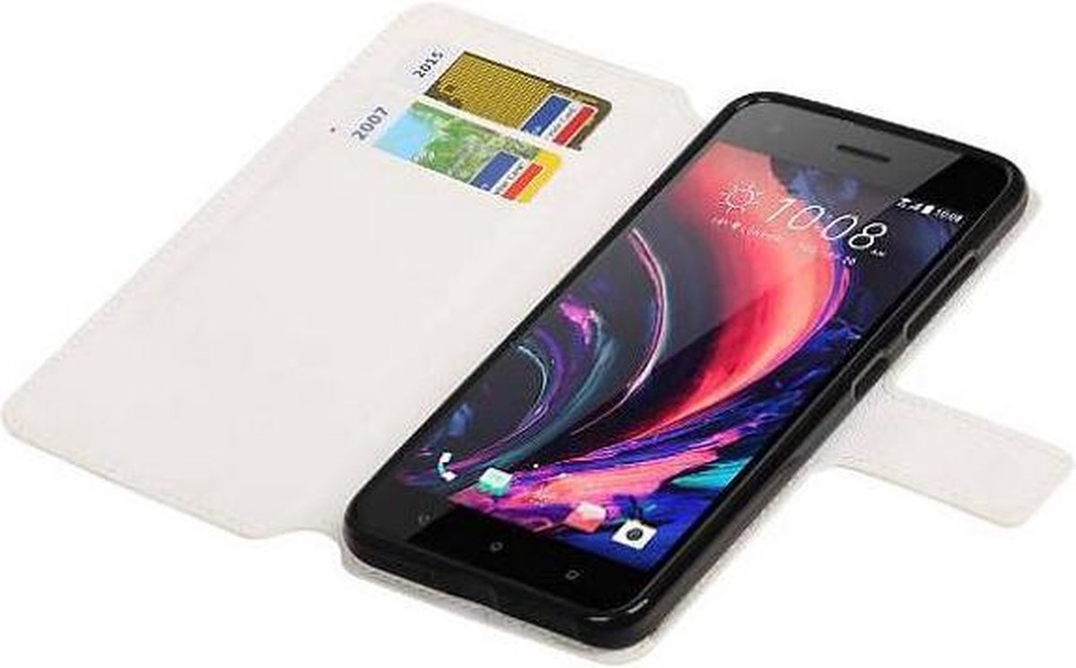 Cross Pattern TPU Bookstyle Wallet Case Hoesjes Geschikt voor HTC Desire 10 Pro Wit