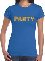 Party goud glitter tekst t-shirt blauw voor dames M
