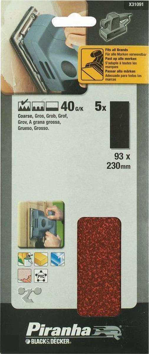 Piranha Schuurstroken 230 x 93 mm Super - Type C, 40K 5 stuks X31091
