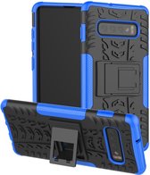 Samsung Galaxy S10 Hoesje - Rugged Kickstand - Blauw