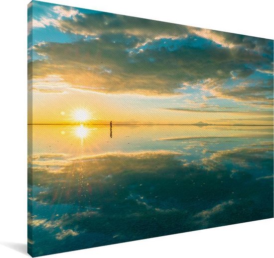 Salar de Uyuni coucher de soleil Bolivia toile 60x40 cm - Tirage photo sur toile (Décoration murale salon / chambre)
